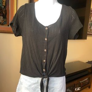 American Eagle cropped Henley